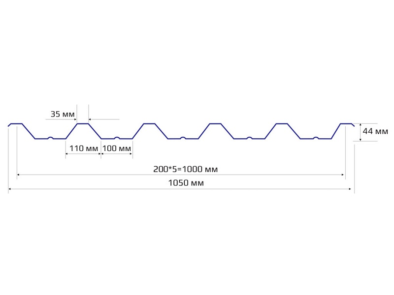 Профнастил НС 44 1000 MATT 0.45 RAL 8004