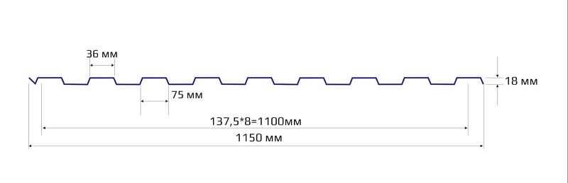 Профнастил НС 18 1150 Полиэстер 0.50 RAL 7024