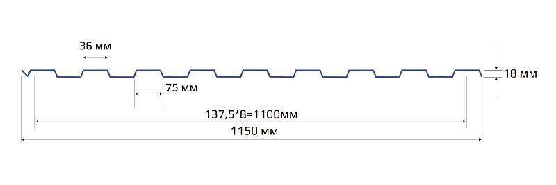 Профнастил НС 18 1150 Printech 0.60 Кирпич