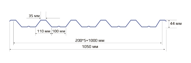 Профнастил НС 44 1000 Полиэстер 0.50 RAL 8017